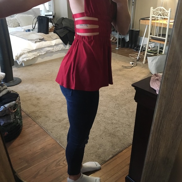 Red strappy cut out tank! - Picture 3 of 3